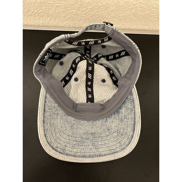 Adidas Hat Cap Strap Back Womens One Size Blue Denim Look Embroidered Cotton - Picture 5 of 6